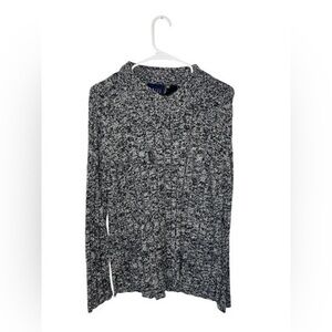 Liz Claiborne Navy and White Cardigan Sweater